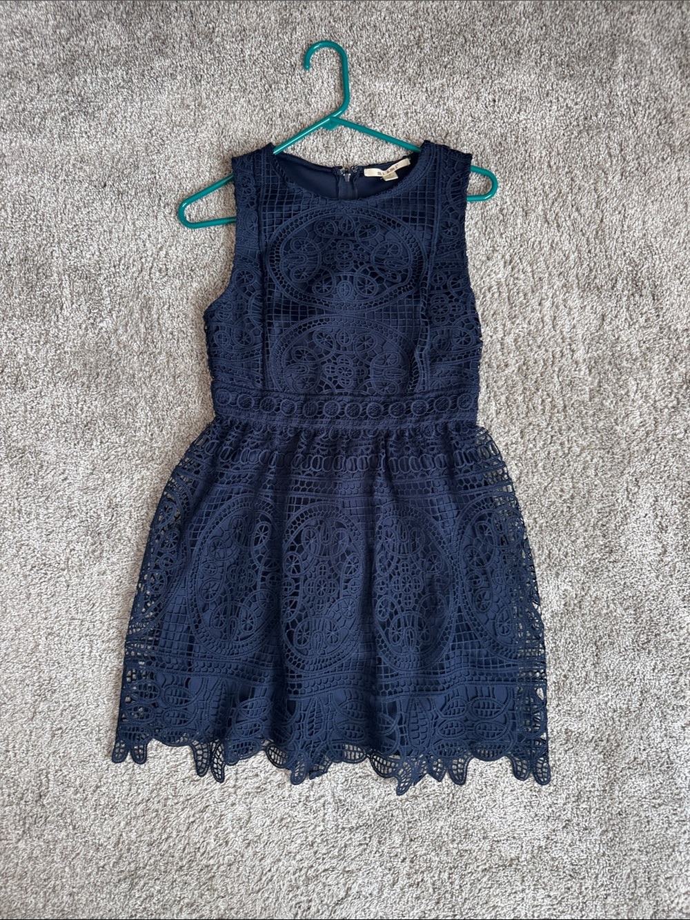 miami Dark Navy Sleeveless Lace Skater Dress